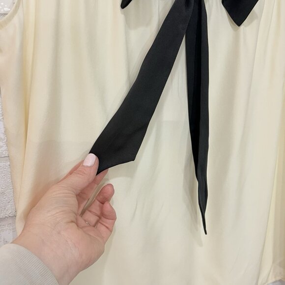 NWT Talbots Silk Sleeveless Blouse Top L Petite Bow‎ Romantic Career Colorblock - Picture 5 of 7